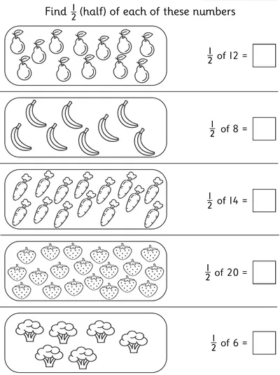 Halving Quantities up to 20