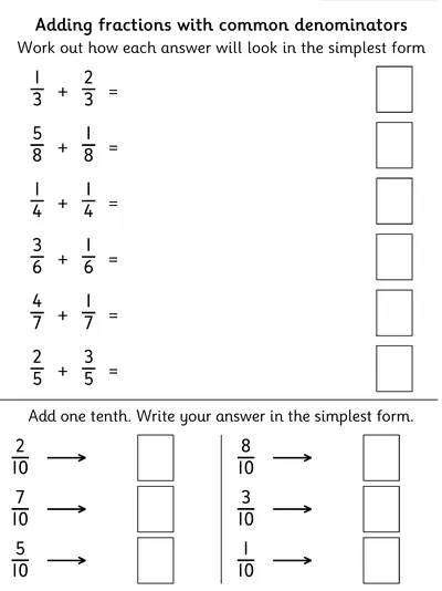 Adding Fractions with Common Denominators