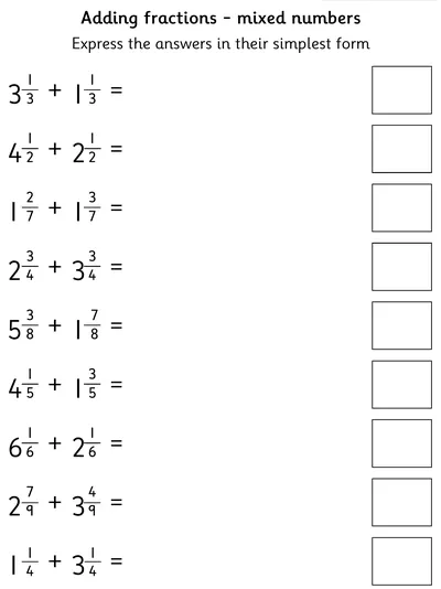 Adding Mixed Numbers with Common Denominators