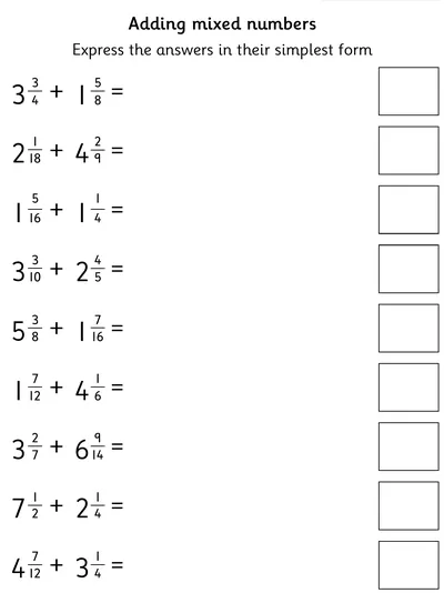 Adding Mixed Numbers with Denominators that are Multiples