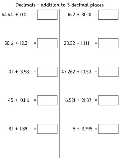 Adding Decimals to 3 Decimal Places