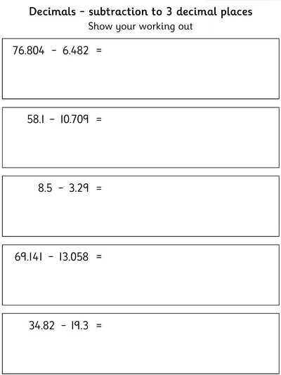 Subtract Decimals to 3 dp with Decomposition