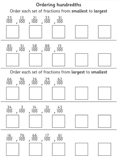 Ordering Hundredths