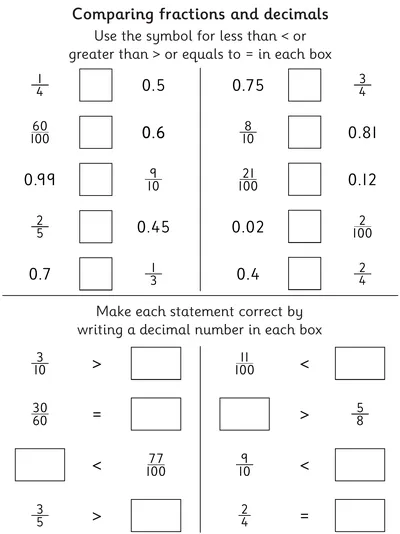 Comparing Fractions and Decimals 