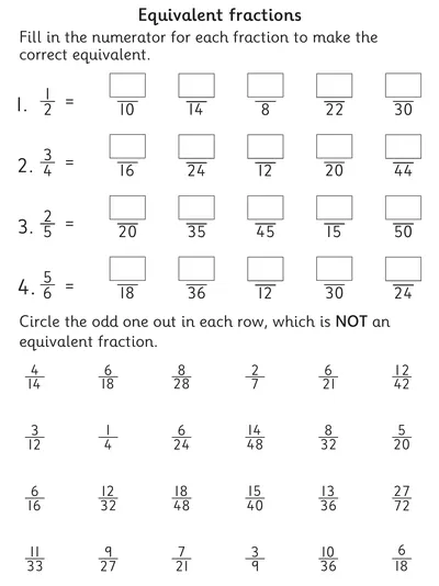 Write and Recognise Equivalent Fractions