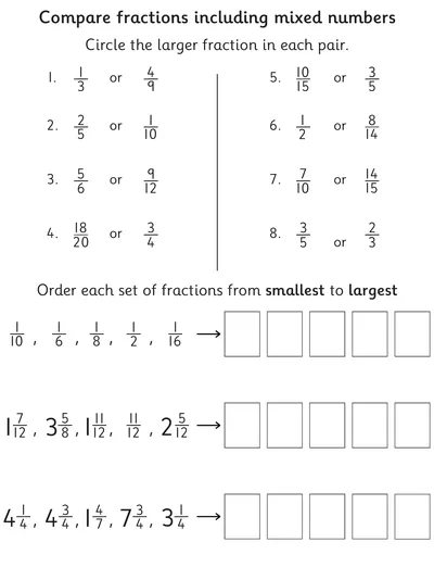 Compare and Order Fractions