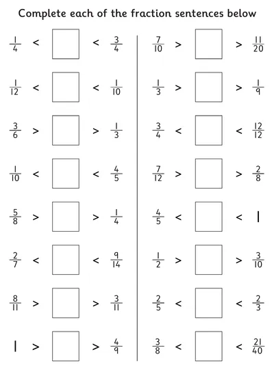 Complete the Fraction Sentences