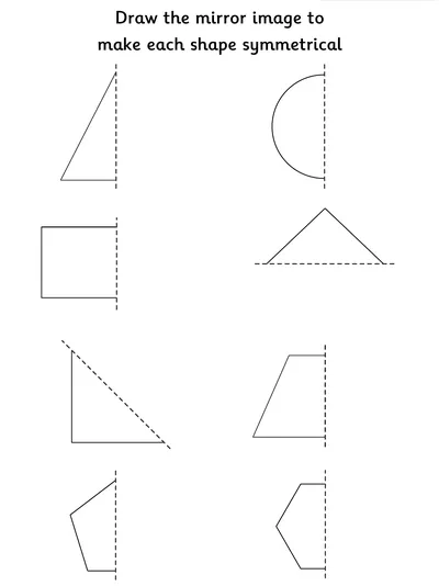 Complete the Mirror Image for each 2D Shape