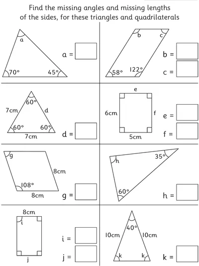 Find the Missing Angles and Lengths