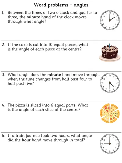 Word Problems involving Angles