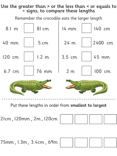 Comparing and Ordering Lengths, Mixed Units