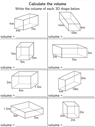 Calculate the Volume of Cubes and Cuboids, Metres