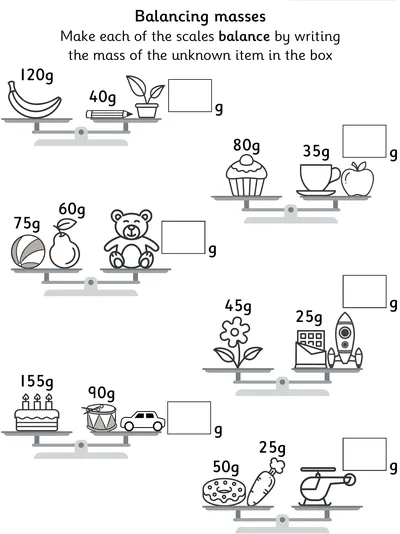Add and Subtract Masses, Grams