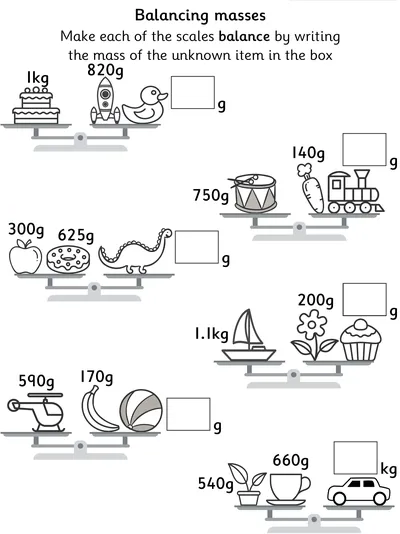 Add and Subtract Masses, Mixed Metric Units