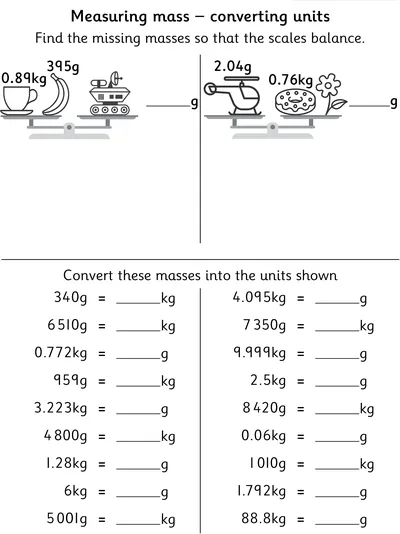 Add and Subtract and Convert Metric Masses