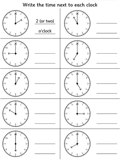 Read and Record Time, On the Hour