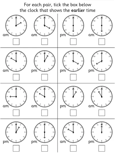 Comparing Times on the Hour, Earlier