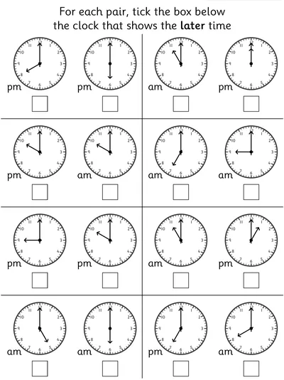 Comparing Times on the Hour, Later
