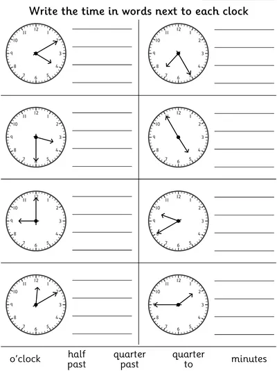 Read and Record Times to Five Minutes