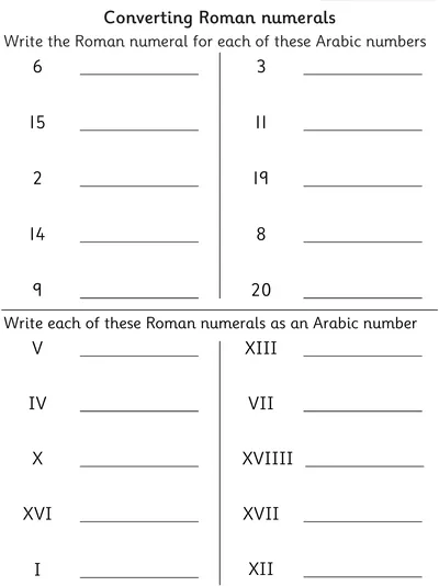 Convert Roman Numerals to 20
