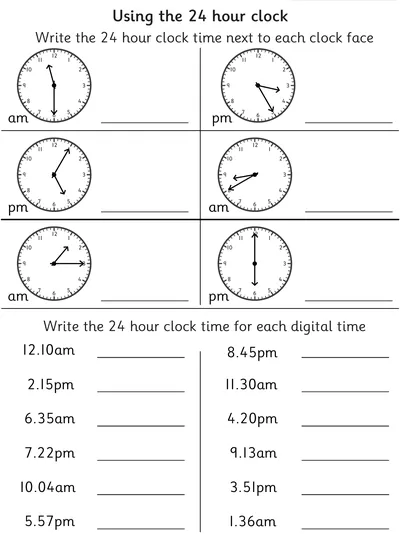 Converting Times Between 12 and 24 Hour Clock