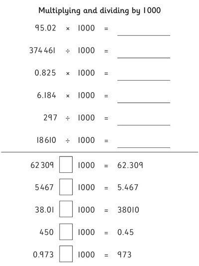 Multiply and Divide by 1000, With Decimals