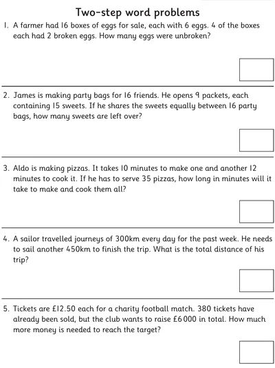 Two-Step Word Problems involving Four Operations