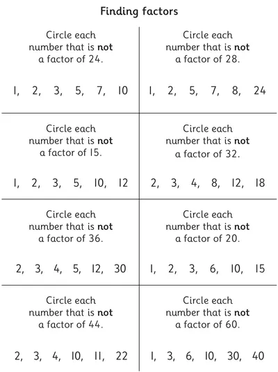 Identifying Factors of Numbers within 60