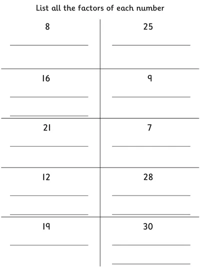 Finding Factors of Numbers within 30