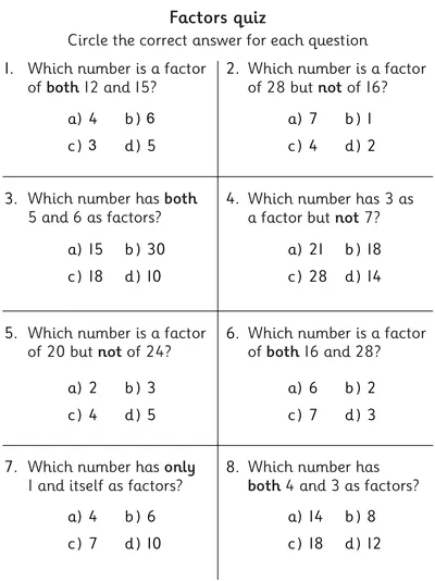 Factors Quiz