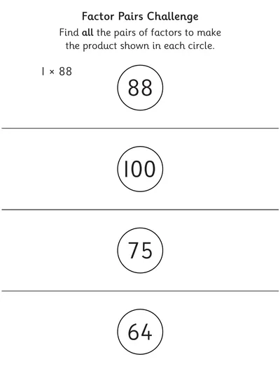 Factor Pairs Challenge