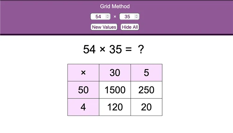Grid Method - Long Multiplication